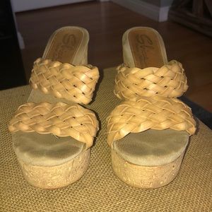 Sbicca platform cork wedge sandals